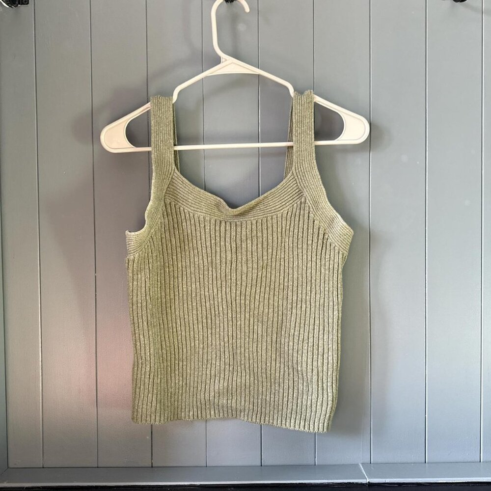 Green knit tank top